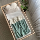 Paturica bebe din muselina si blanita Teddy verde (3)